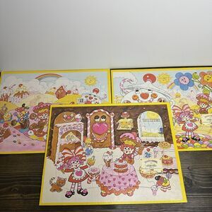 3 Vintage Sugar & Spice Inlaid Picture Puzzles Jaymar Colorforms 1981 Candy Land